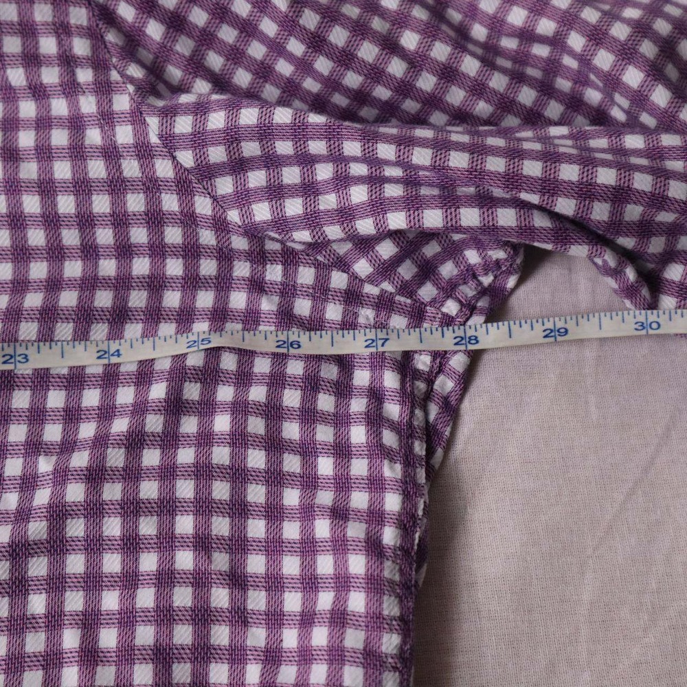 Johnston & Murphy Mens XXL Tailored Fit Purple Gingham Check Button Down Shirt - Picture 4 of 6